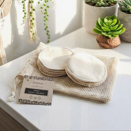 Hemp Reusable Facial Rounds | 10 Pack with wash bag