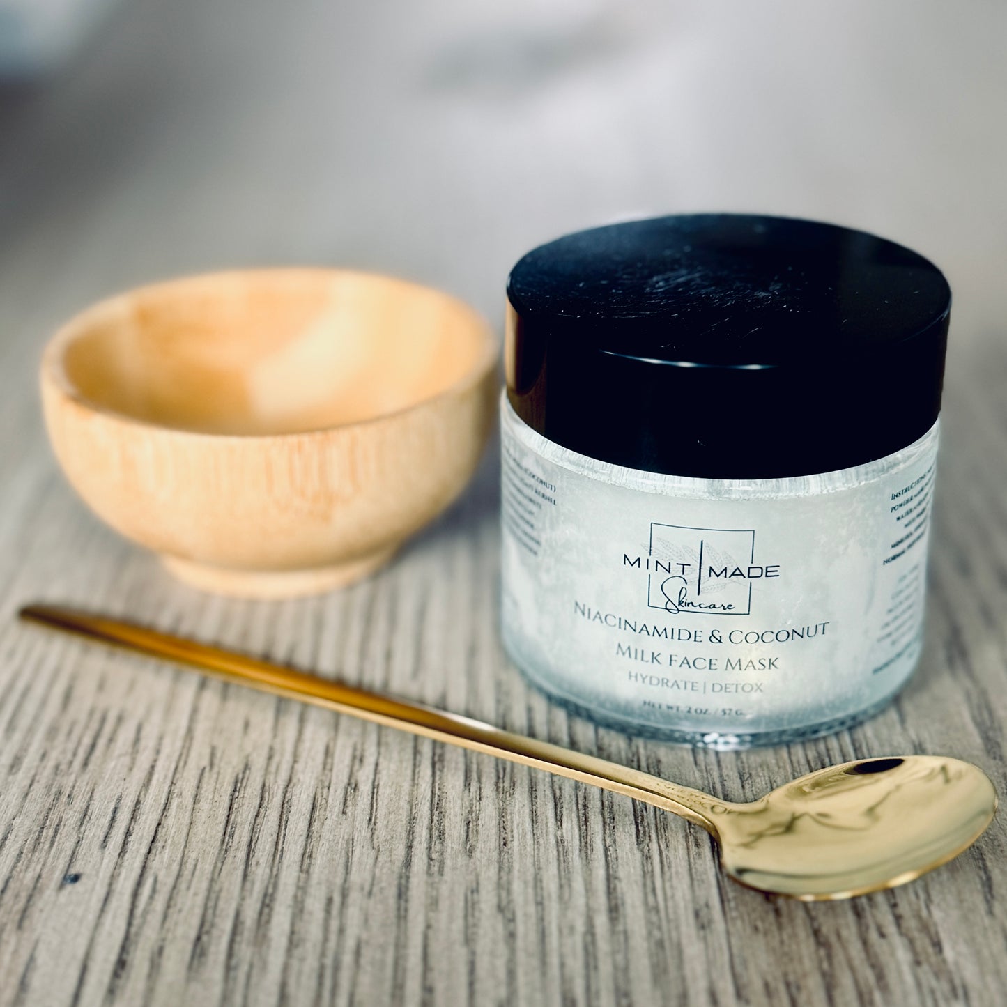 Niacinamide & Coconut Milk Face Mask Kit | Bamboo Bowl & Spoon