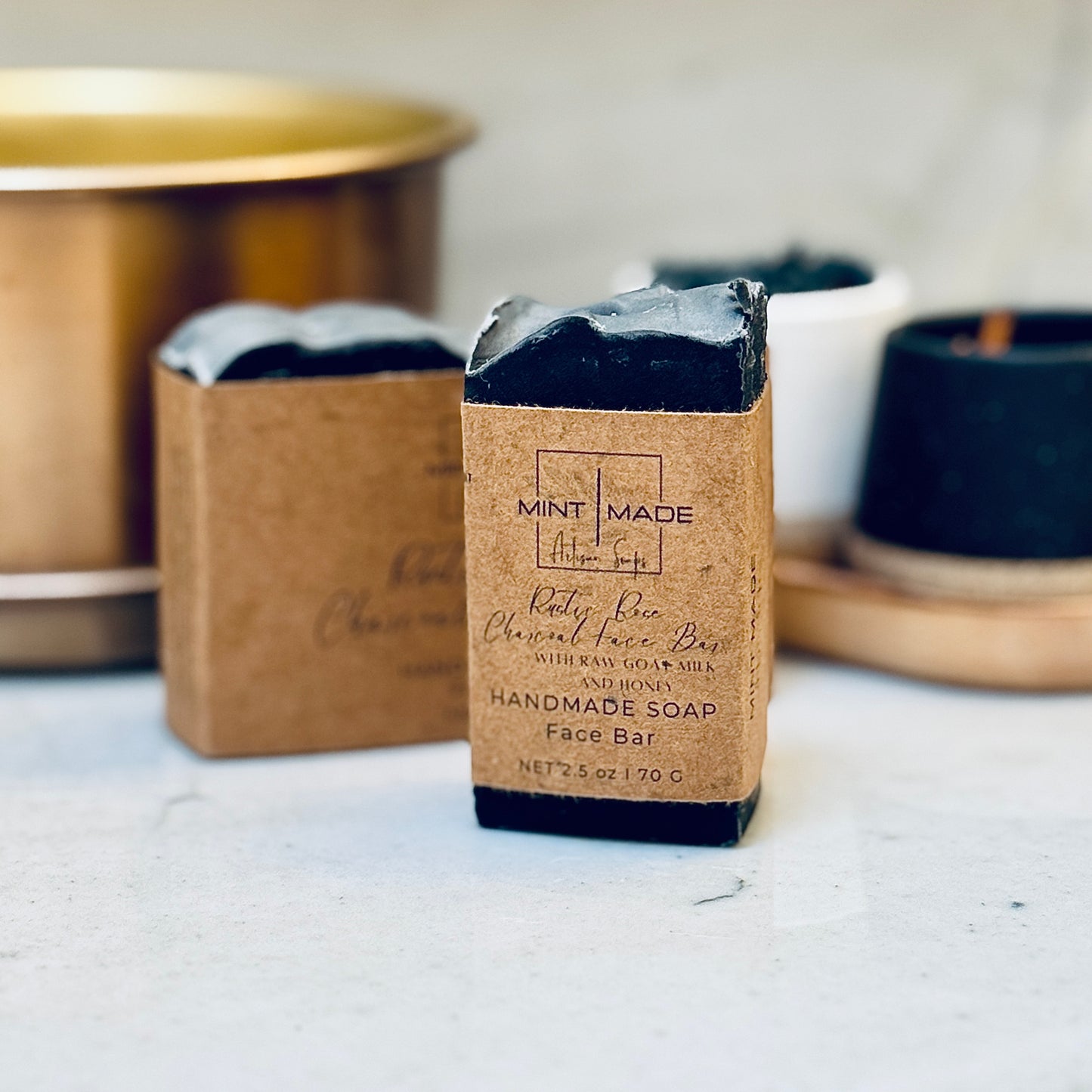 Rustic Rose Goat Milk and Raw Honey Natural Face Bar with Activated Charcoal