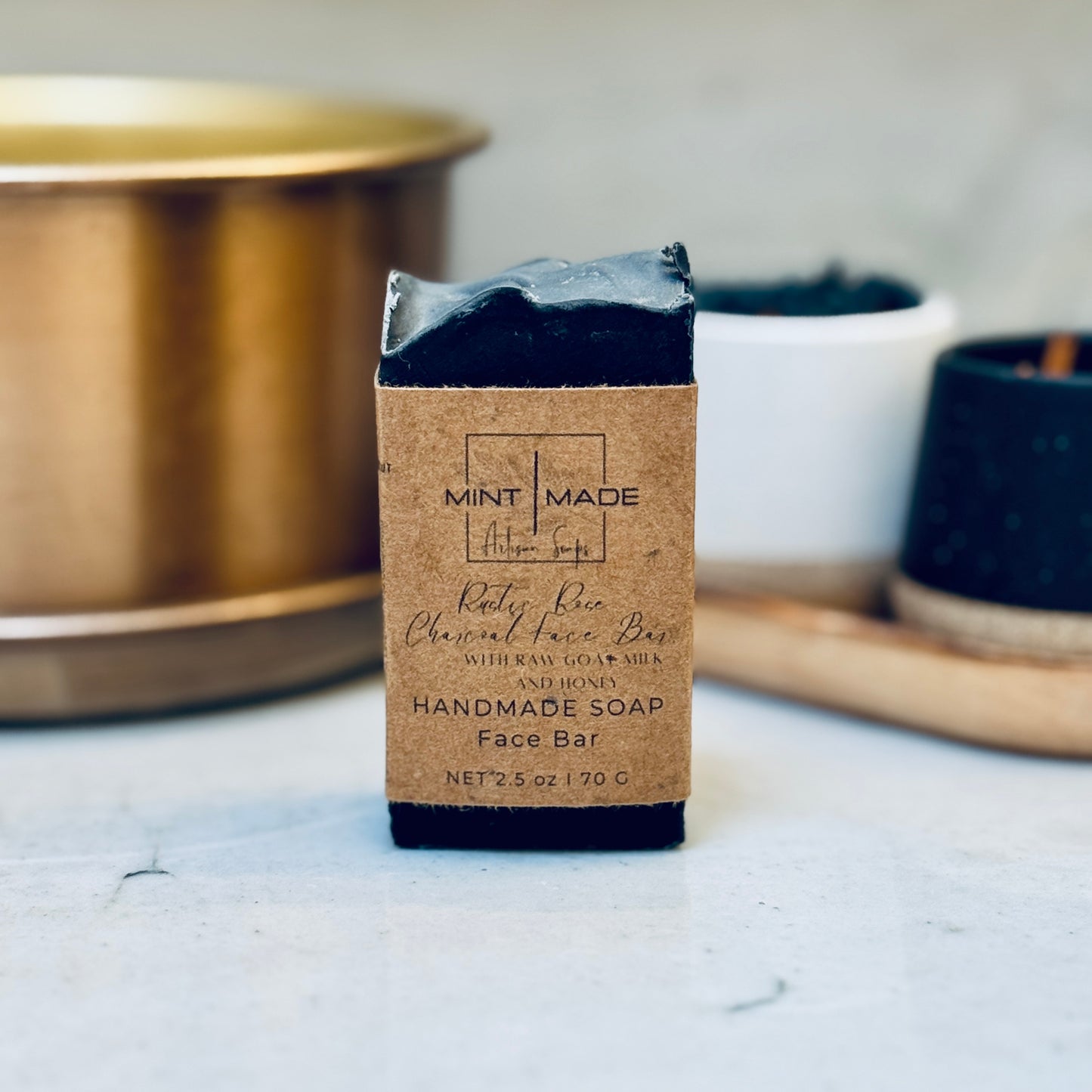 Rustic Rose Goat Milk and Raw Honey Natural Face Bar with Activated Charcoal